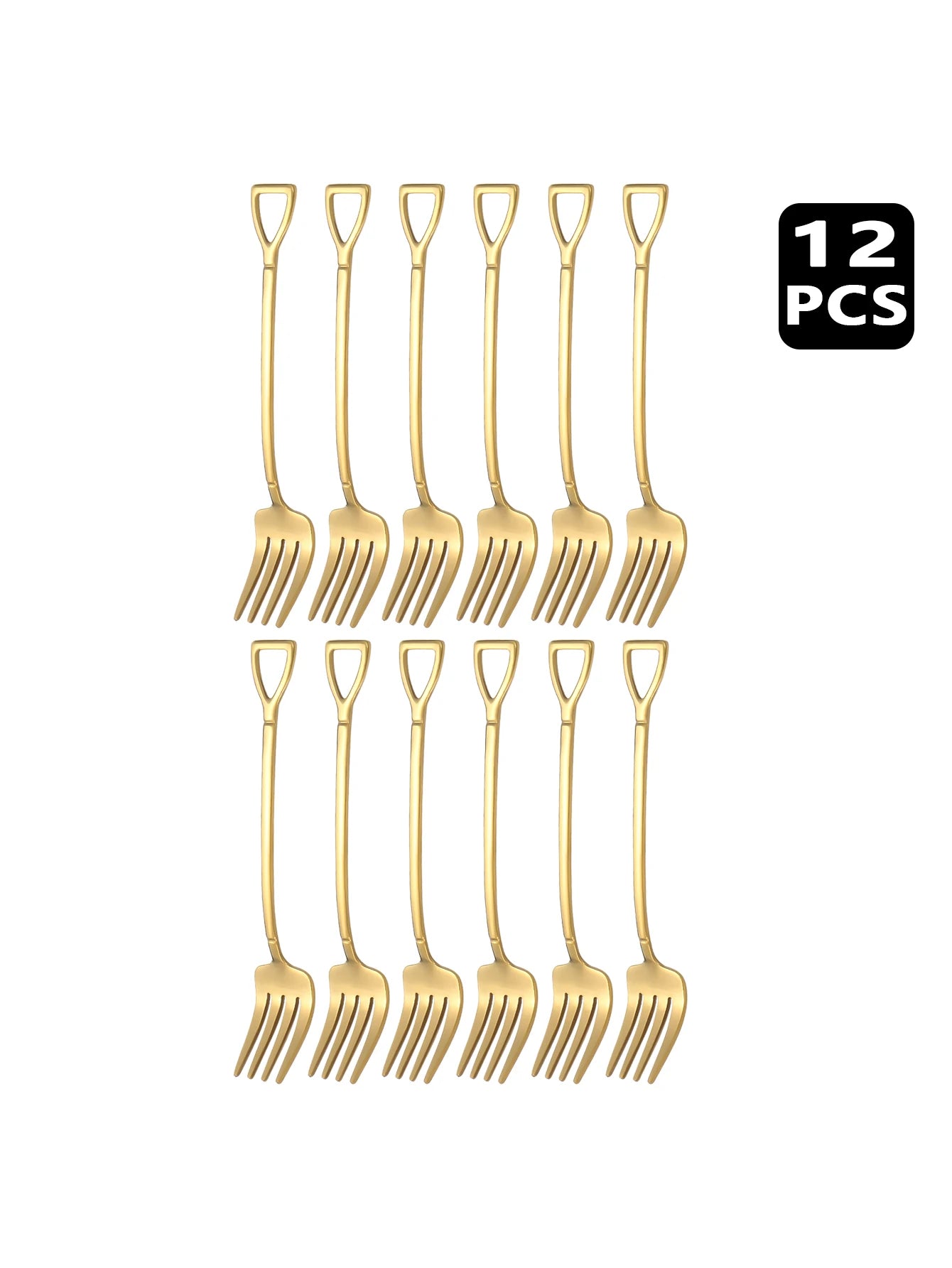 4 8 12 Piece Stainless Steel Dessert Fork Set | Shovel Shaped Small Fruit Fork for Pa lifestyle view