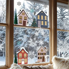 Christmas Houses Window Stickers | Removable Self-Adhesive Xmas Decorations for Home alternate view