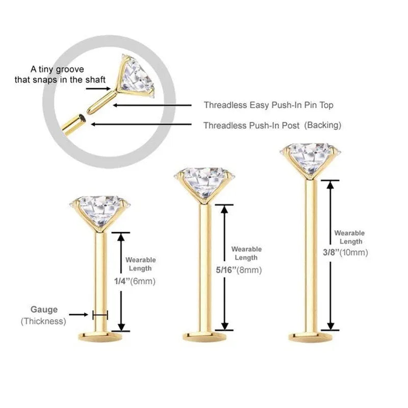 1pc 20G-16G Stainless Steel Monroe Lip Stud Ring, Tragus Helix Conch Cartilage Earrin lifestyle view