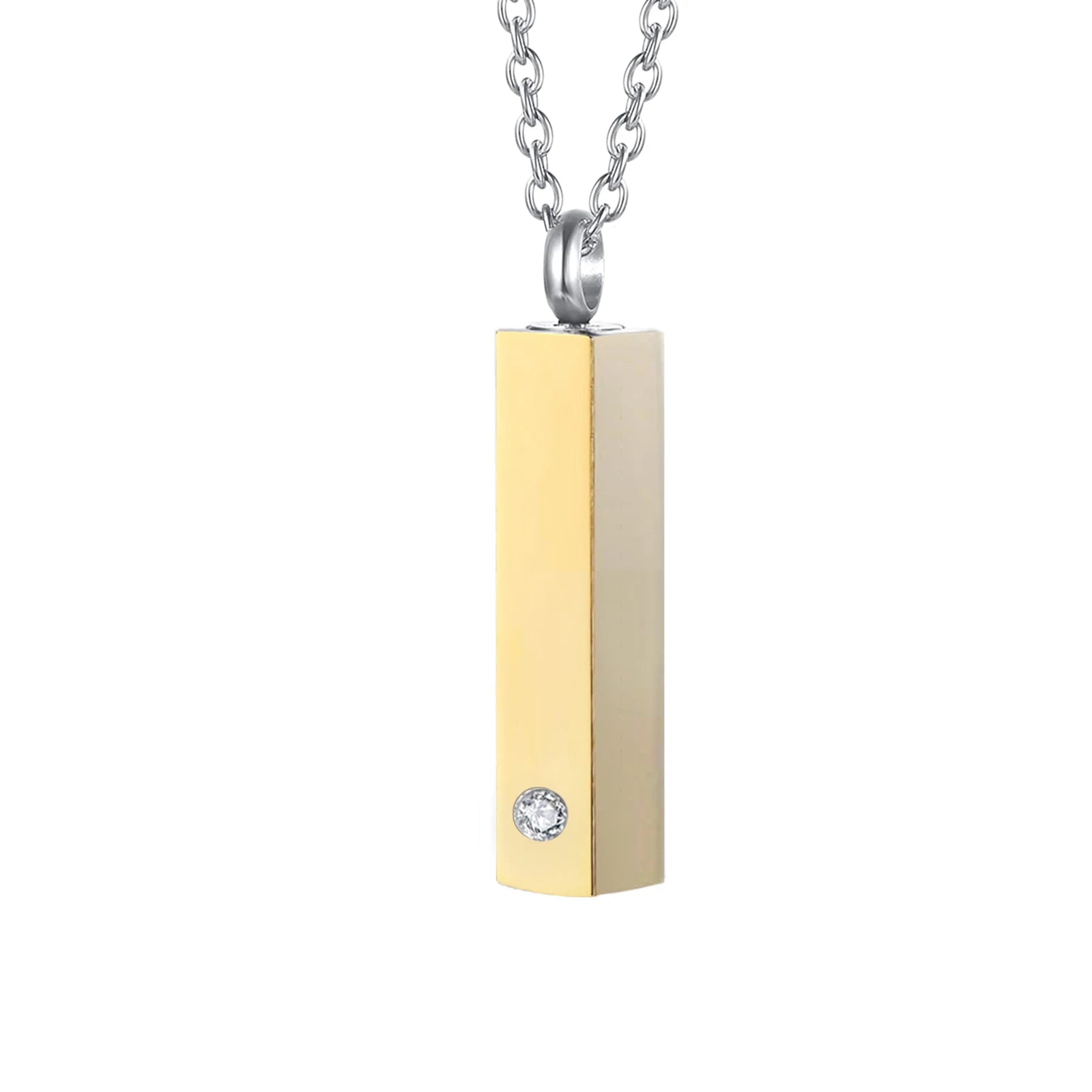 Cube Urn Necklace for Ashes Aluminum Alloy Cremation Necklace with Crystal Memorial Pe close-up view