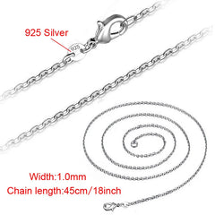 925 Sterling Silver O-Chain Necklace | 5 Lengths 1mm Link Chain for Men Women detail view