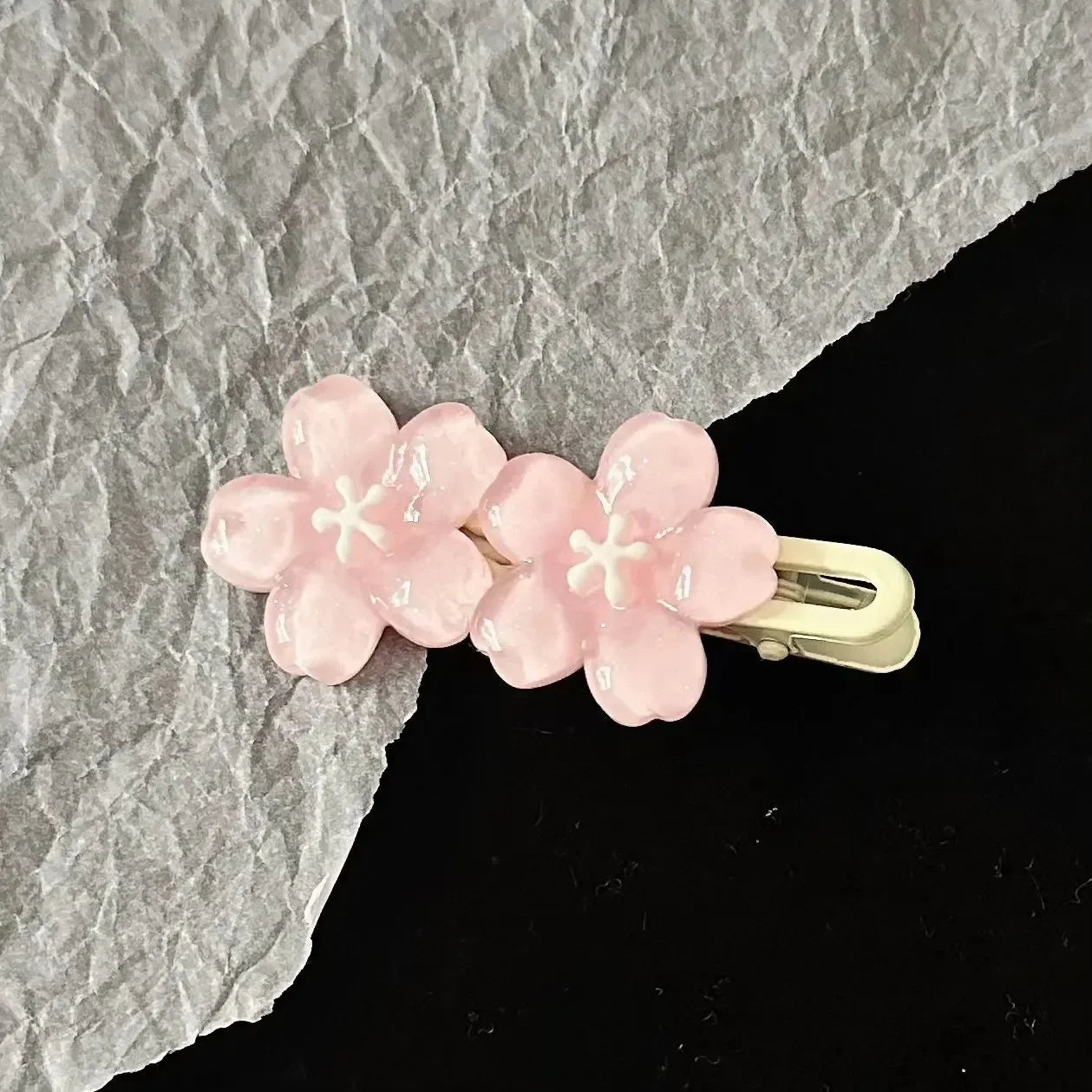 Jelly Cherry Blossom Hair Clips Pink Blue Flower Hairpins for Girl Romantic Wave Si additional angle