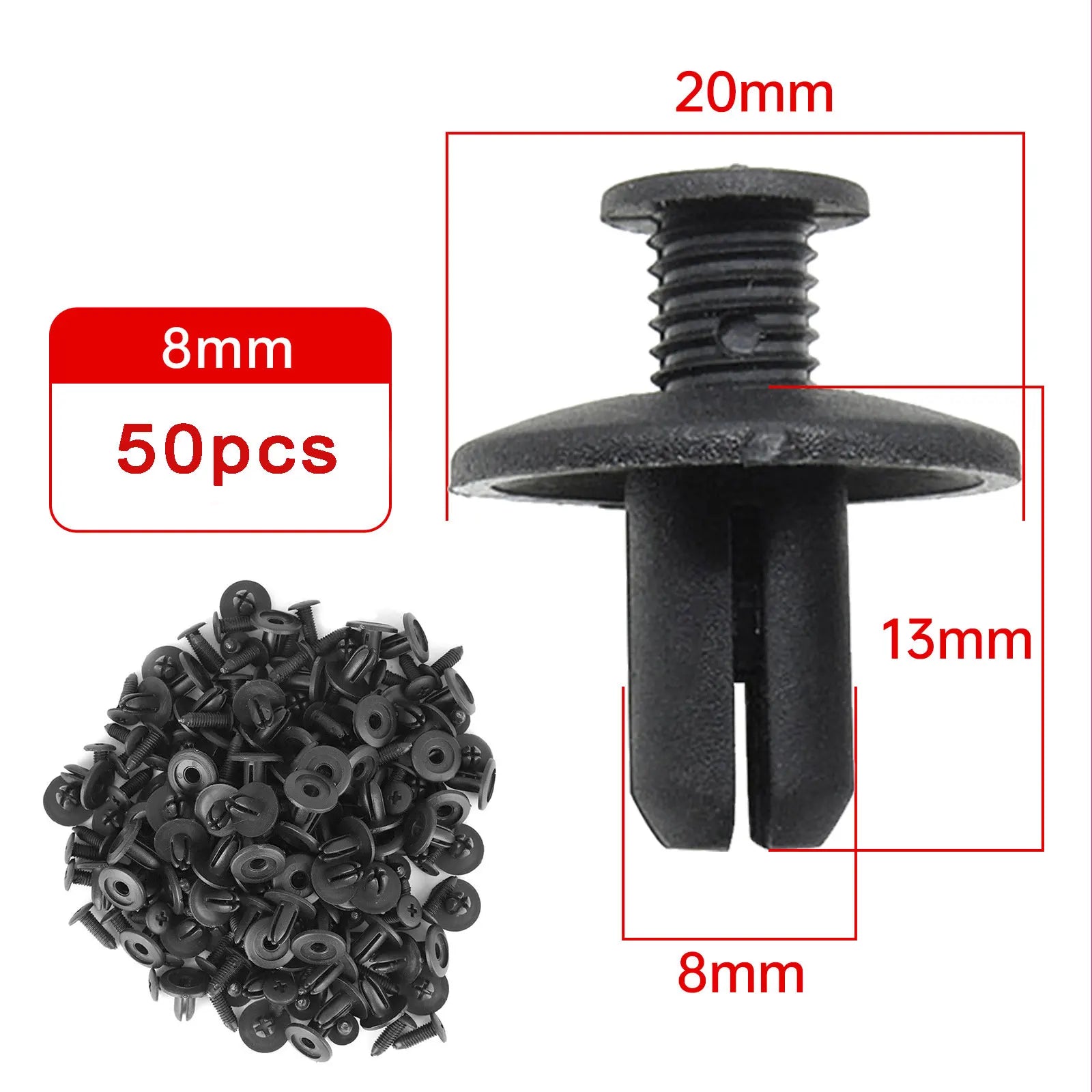 8mm Plastic Rivets Car Fender Bumper Clips For Toyota Focus Kia Nissan Yamaha alternate view