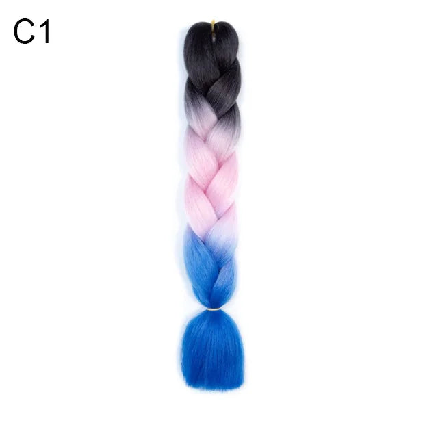 24Inch Synthetic Yaki Braids Hair Ombre Braiding Hair Jumbo Braid DIY Green Hair Extensi detail view