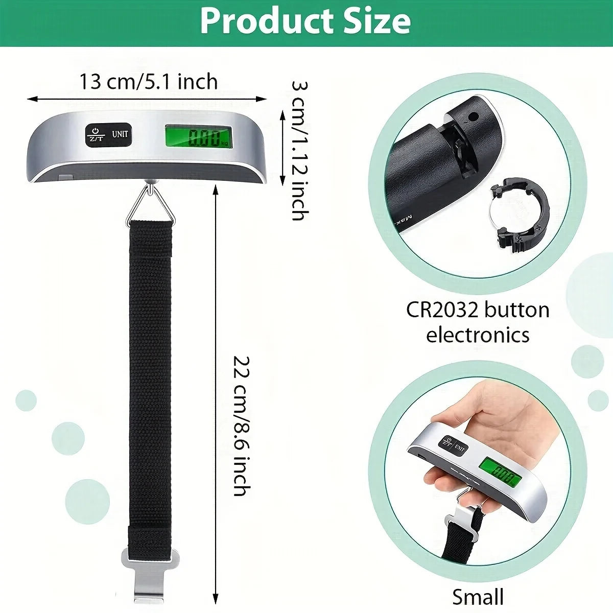 Portable Hanging Luggage Scale | Digital Travel Scale 110lb/50kg alternate view