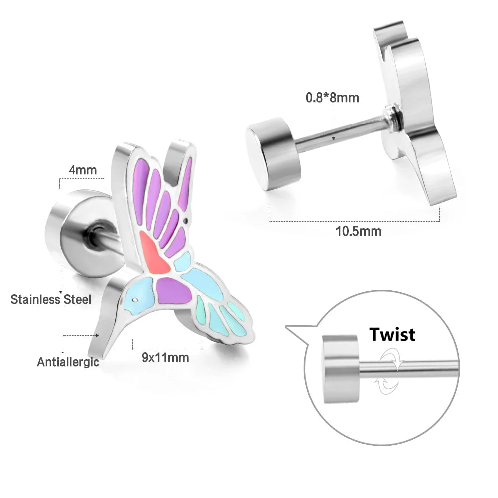Cute Acrylic Animal Stud Earrings | Surgical Steel Hypoallergenic Earrings for Women alternate view
