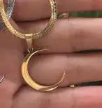 40cm+5 Exquisite stainless steel OX Moon Necklace Half Moon Blade Chain Necklaces G additional angle