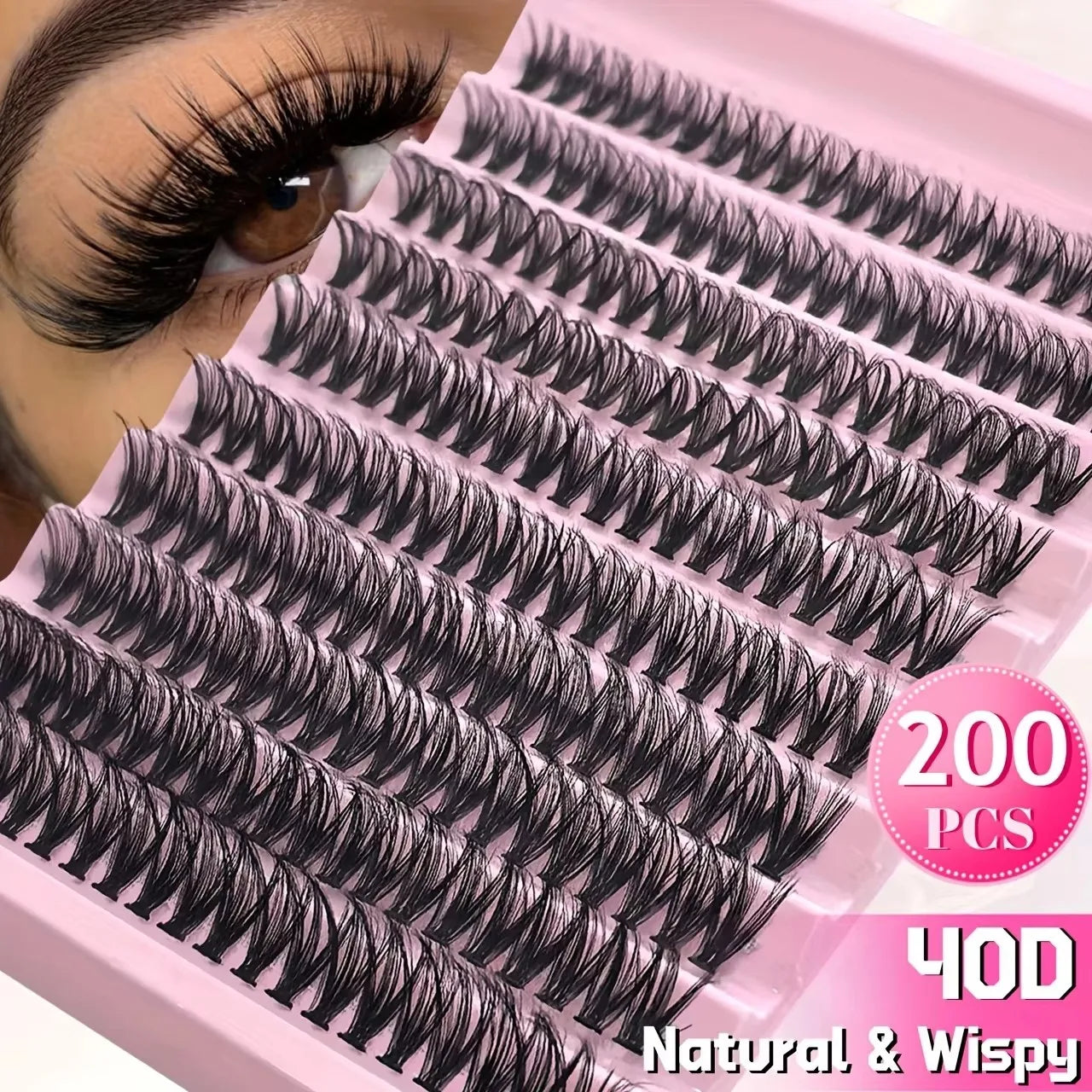 200/720PCS Eyelash Cluster Kit | Soft Fluffy Long-Lasting | Beginner-Friendly Easy Apply | Daily & Party Makeup