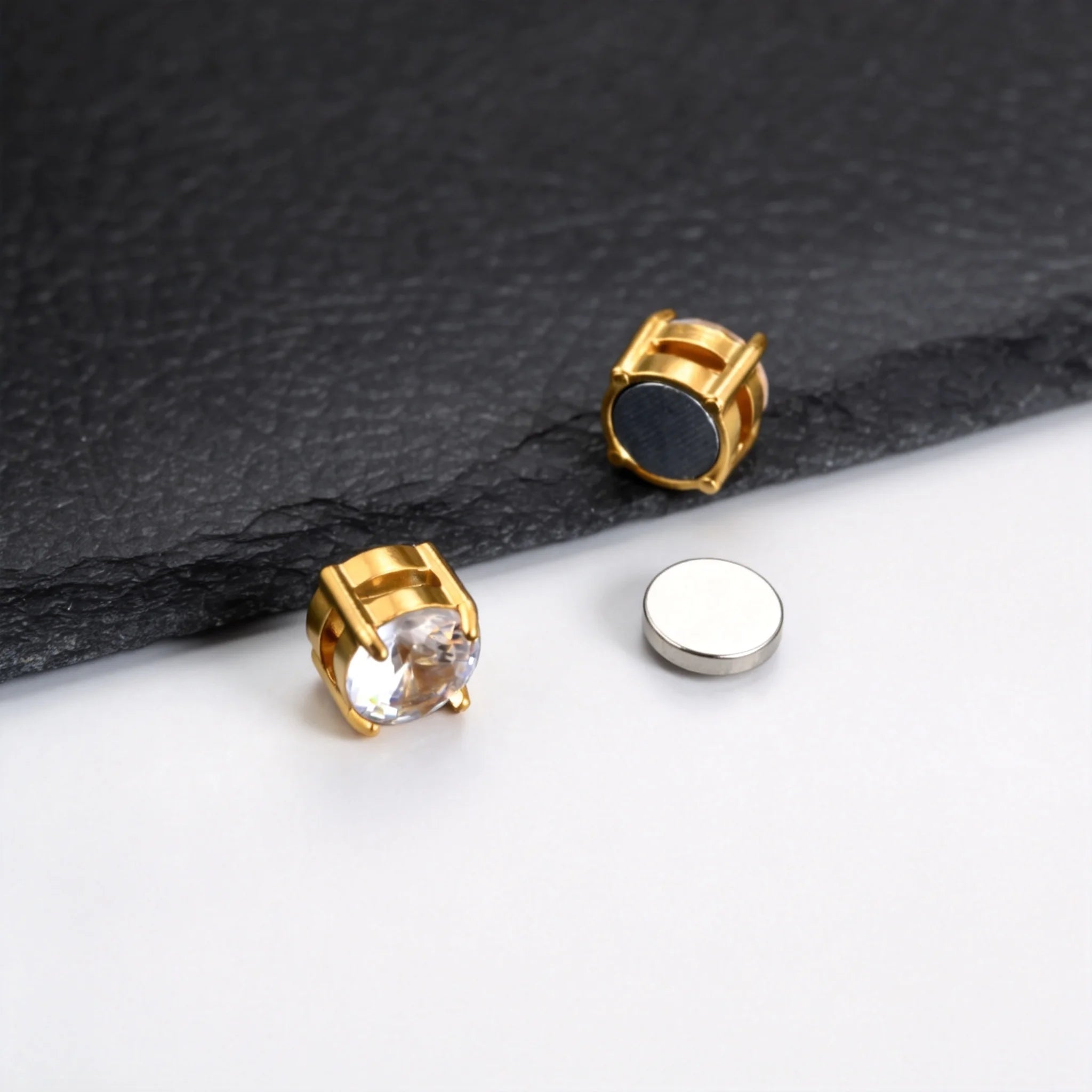 Hip-hop Zircon Magnetic Clip Earrings for Men Women,Anti Allergy Stainless Steel No additional angle