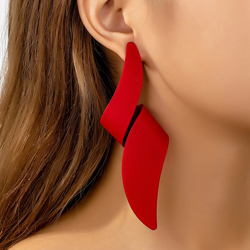 Irregular Geometric Red Earrings for Women
