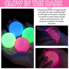 Glow in The Dark Sticky Balls | Squishy Stress Relief Sensory Fidget Toys close-up view