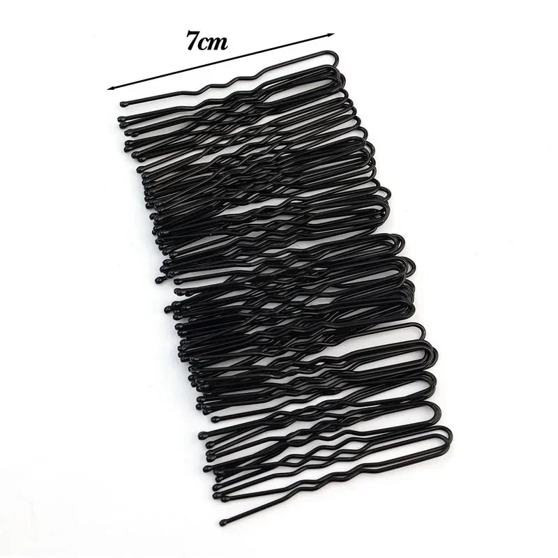 5/6/7cm U-Shaped Wavy Hair Clips Bobby Pin Barrette Salon Grip Black Metal Hairpins DIY detail view
