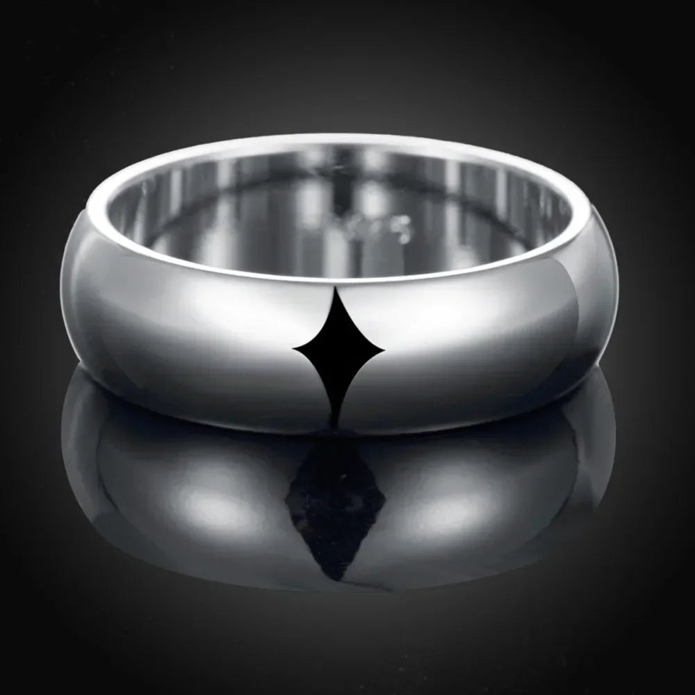 High Quality 925 Sterling Silver Ring Fashion Simple Smooth Round Ring Party Jewelry for detail view