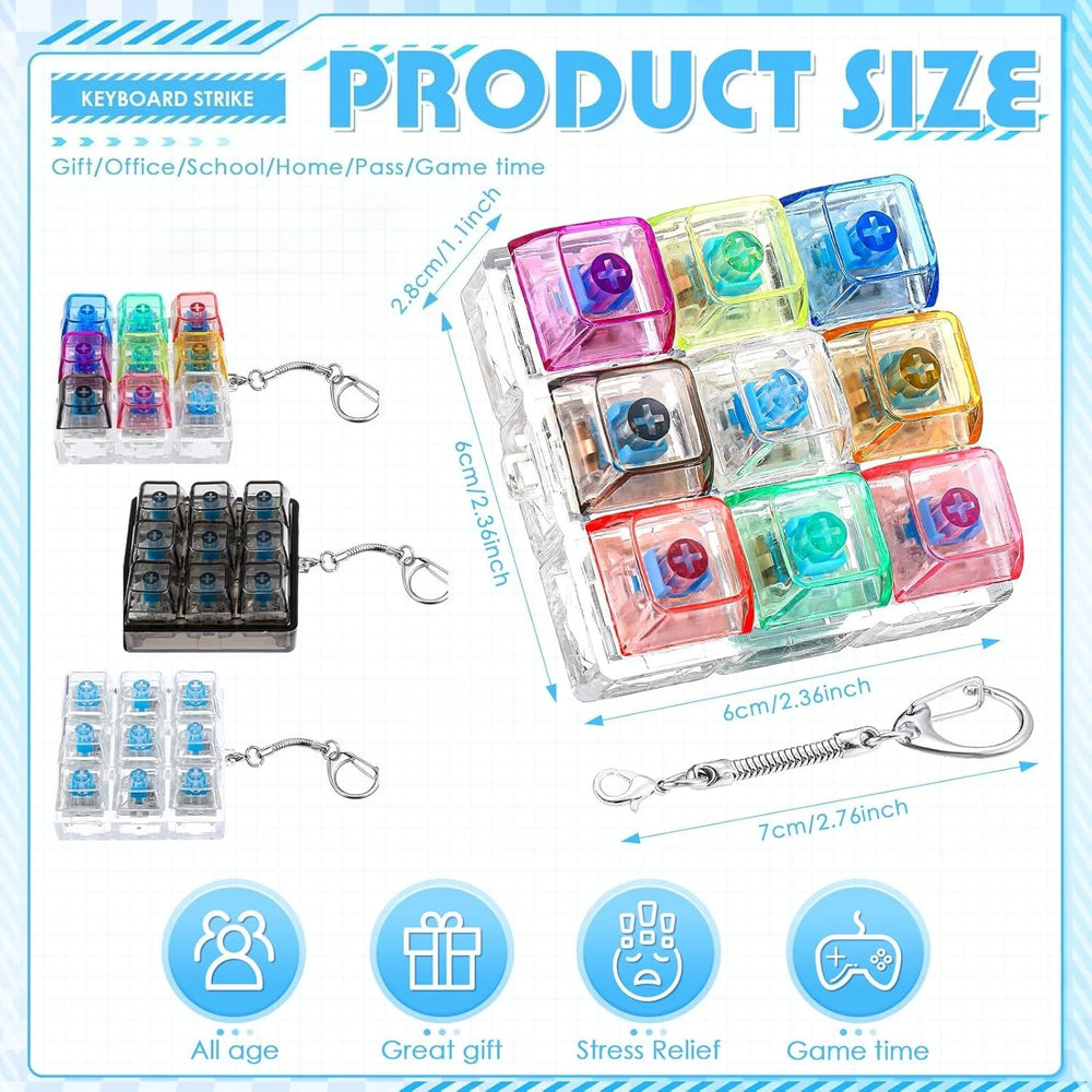 4/9 Keys LED Light Up Keychain Keyboard Clickable Button Fidget Stress Anxiety Relief lifestyle view