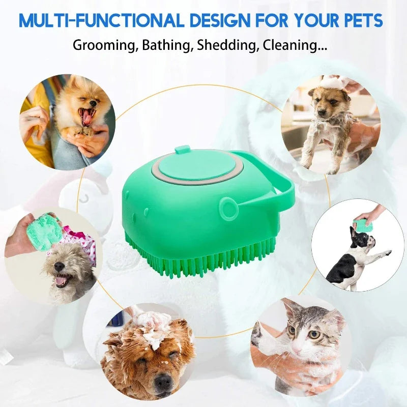 Soft Silicone Pet Shampoo Brush | 2.7oz Dog Cat Bathing Massage Comb lifestyle view