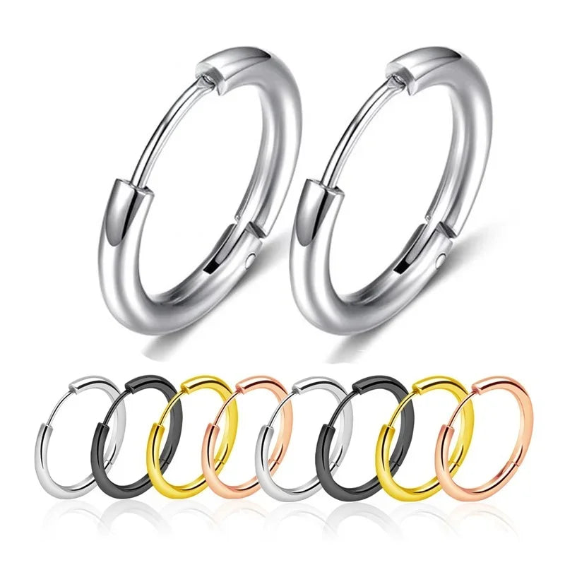 10/20Pcs Minimalist 316L Stainless Steel Small Hoop Earrings For Women Man Classic Round detail view