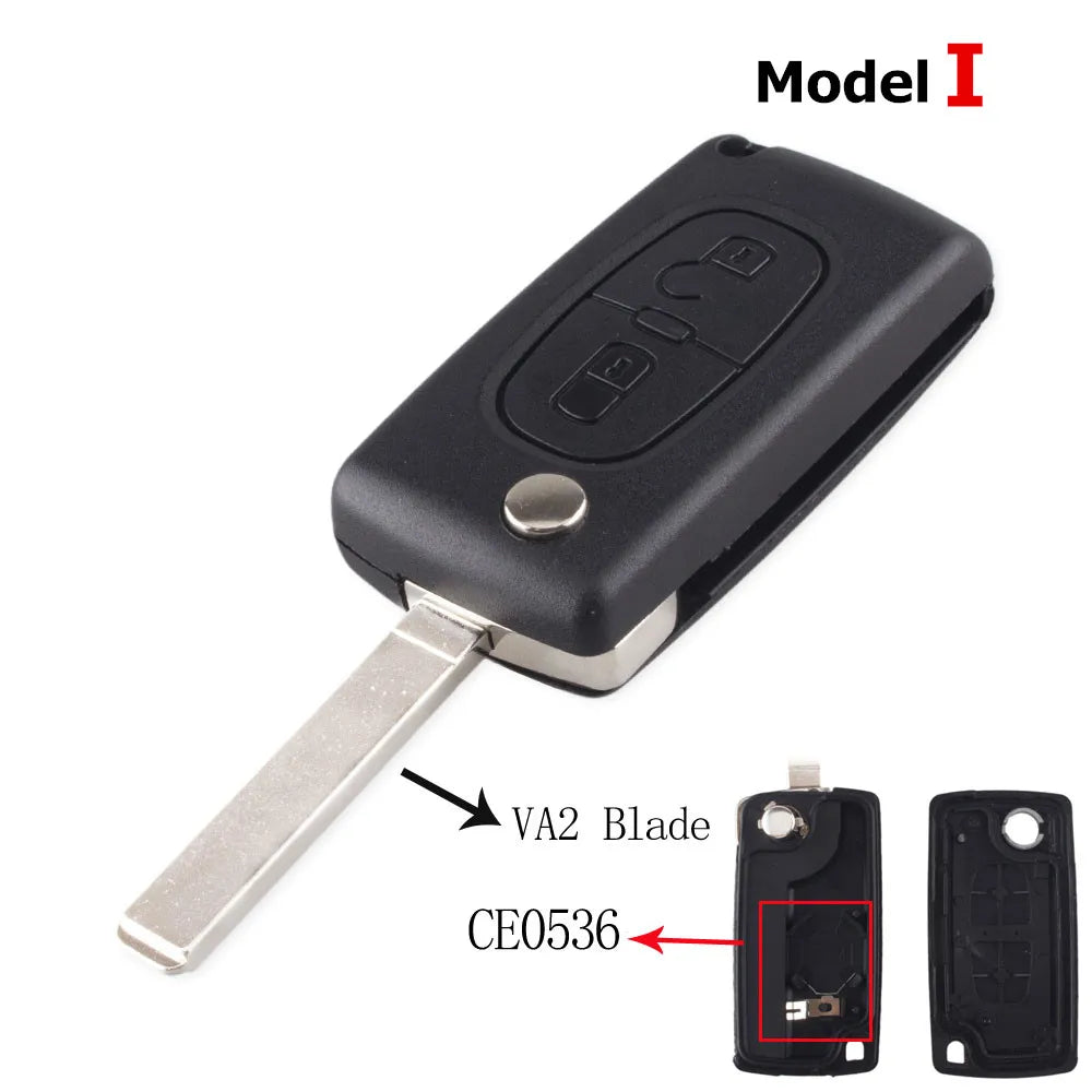 Flip Key Shell Case for Peugeot 207 307 308 407 Citroen C2 C3 close-up view