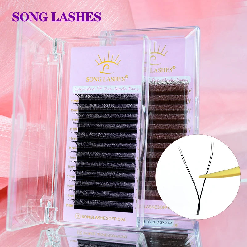 Y Shape Premade Fans Eyelash Extensions | 2D YY Lashes for Salon Use