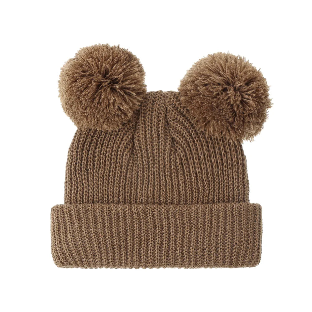 0-12M Solid Knitted Cute Pom Pom Cap | Newborn Baby Turban Hat additional angle