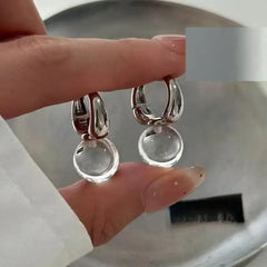 2026 Transparent Round Ball Pendant Earring Hooks Korean Fashion Jewelry For Girls Women's Daily Par