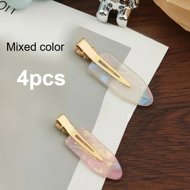2/4pcs Elegant Mermaid Pink and White Seamless Adhesive Hair Clips for Women's Bangs and Makeup, Hair Accessoires, Hair Clip