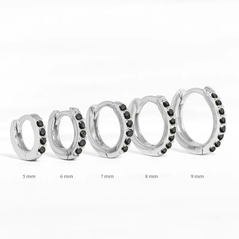2PCS Stainless Steel Minimal Crystal Zirconia Hoop Earrings Gold Silver Color Small H alternate view