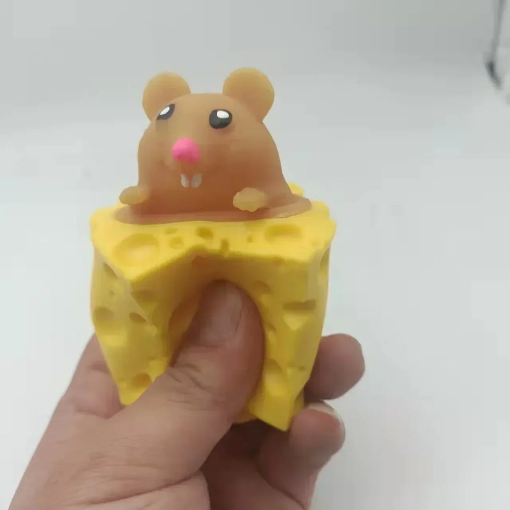 Stress-relieving Pet Cheese Mouse Cheese Pinch Fun Stress Ball Vent Squirrel Cup Prank T detail view