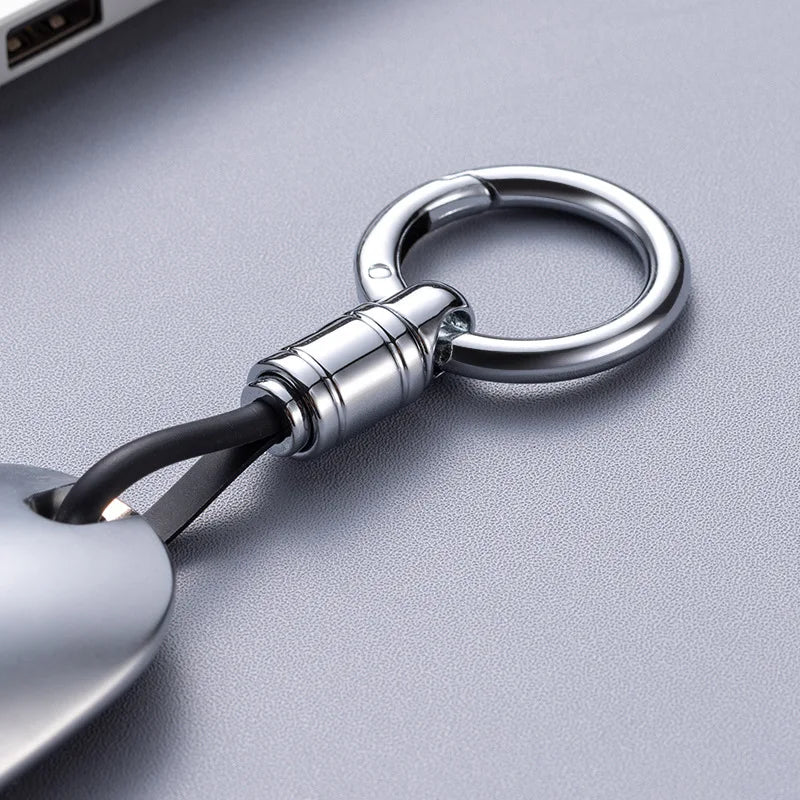 Heavy Duty Metal Keychain | Business Anti-Lost Key Ring close-up view