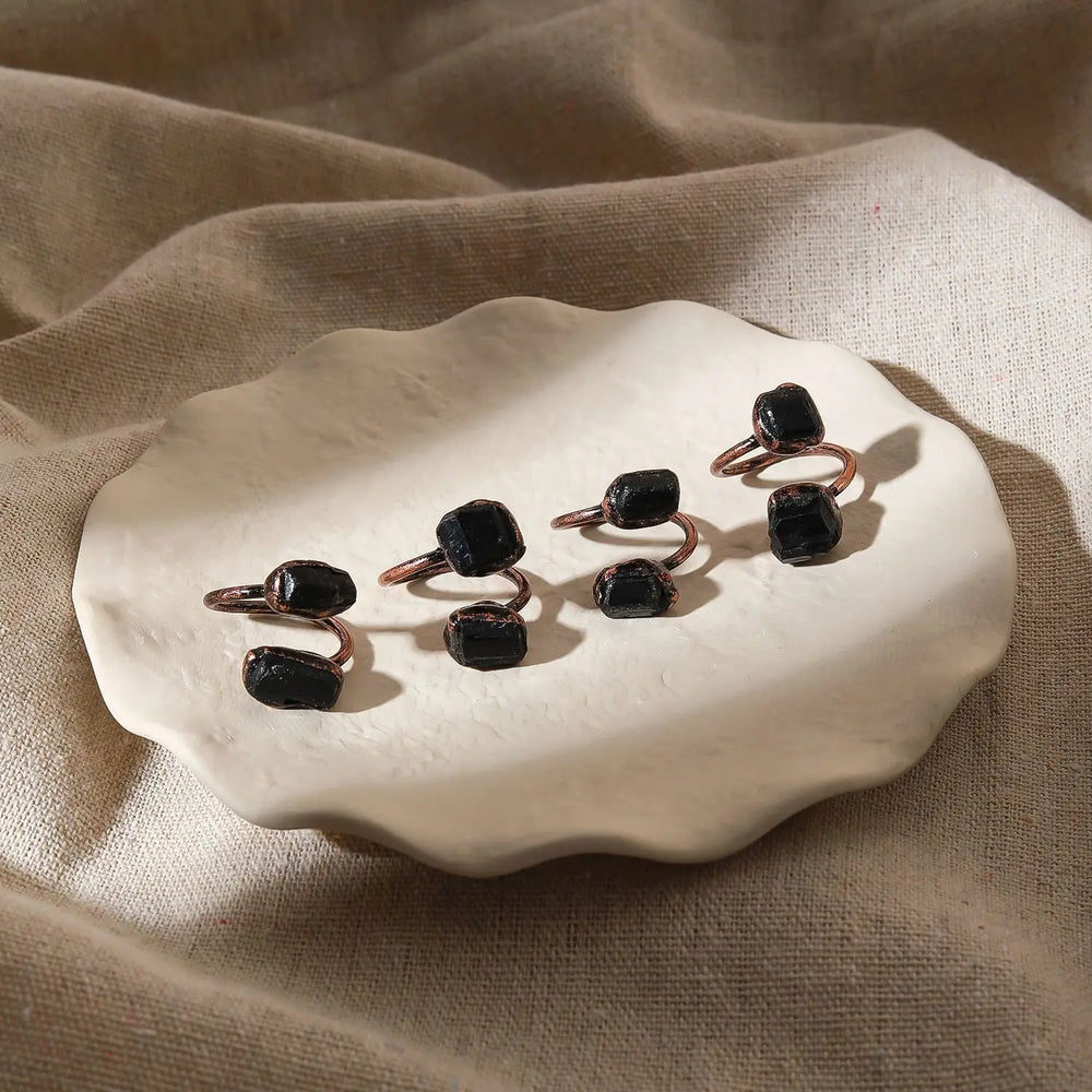 Irregular White Quartz Point Beads Bronze Handmade Rings Jewelry Women Natural Stone alternate view