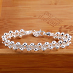 925 Sterling silver Bracelet Beautiful Braided beads chain for woman fashion fine jewelry Wedding pa