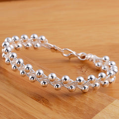 925 Sterling silver Bracelet Beautiful Braided beads chain for woman fashion fine jew alternate view