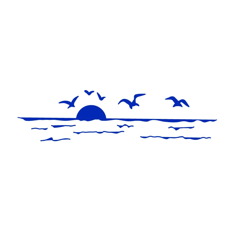 Sunset Over Ocean Scene RV Camper Decal | Beach Sunset Vinyl Sticker for Car Window Lapt detail view