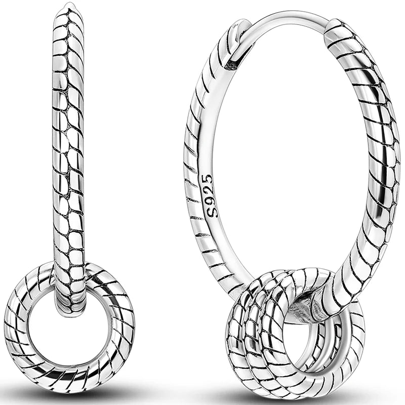 Hot Classic Original 925 Sterling Silver Earrings Colorful Circle Hoop Earrings For Wome detail view