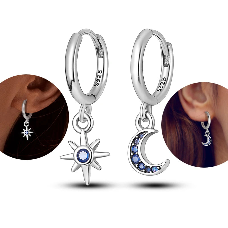 Hot Sale 925 Sterling Silver Heart Earrings Fit Original Charms Hoop Earrings For Wom lifestyle view
