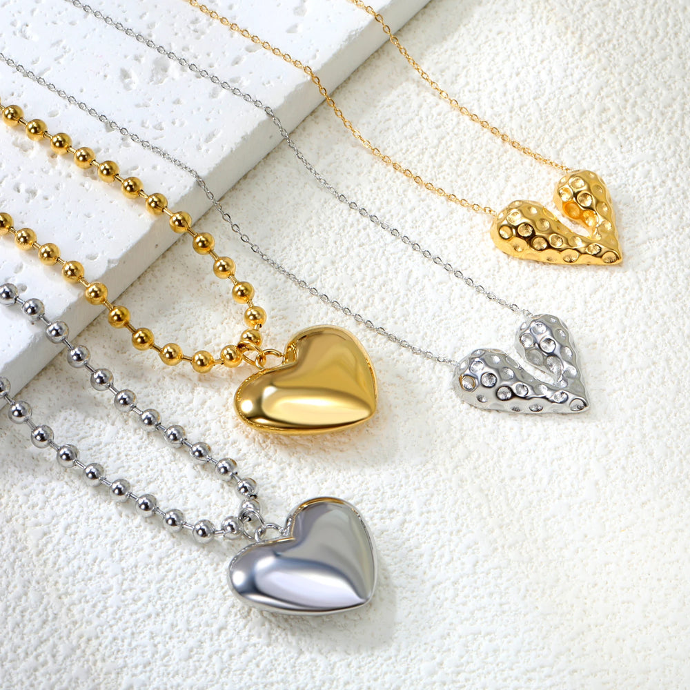 ASONSTEEL Romantic Heart Pendant Necklace | Gold Stainless Steel Choker for Women G additional angle