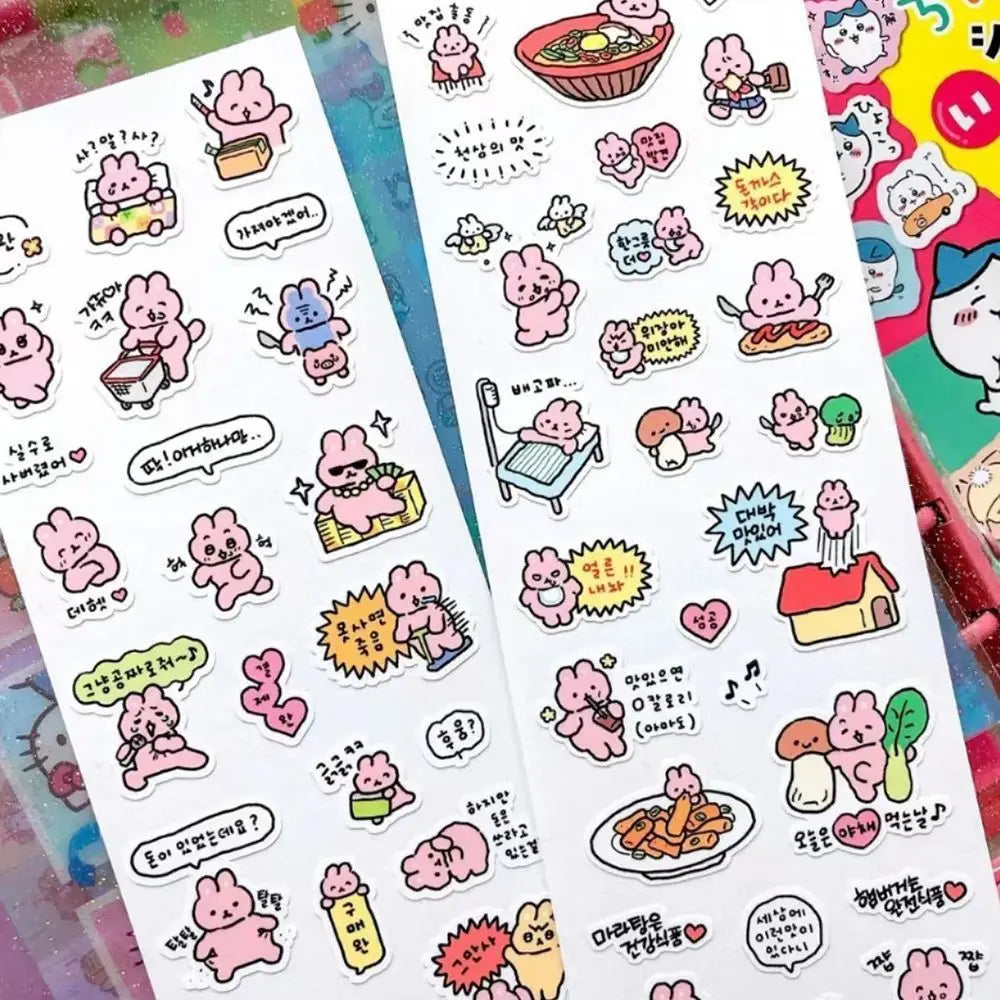 Hand Drawn Graffiti Rabbit Stickers | Cute Bunny Decals for Journaling additional angle