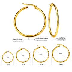 ASONSTEEL Simple Stainless Steel Hoop Earrings | Glossy Minimalist Classic Circles close-up view
