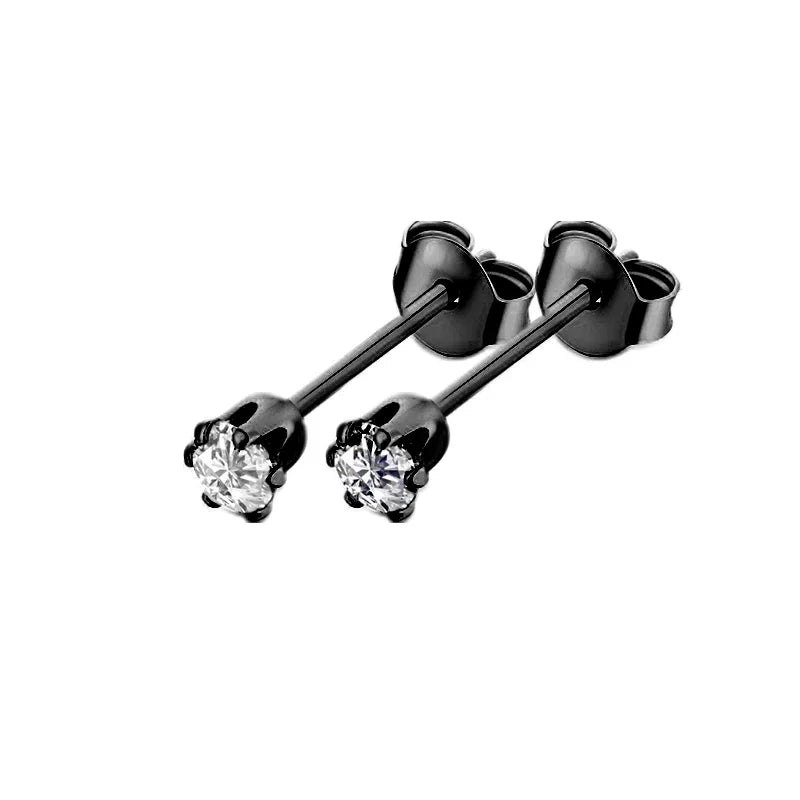 Black Stainless Steel Hoop Earrings with Cross Pendant | Unisex Punk Jewelry additional angle