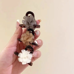 Acrylic Camellia Small Hair Claw Clips for Women Girls Retro Hairpin Headband for Hair Accessories Headwear Ornament