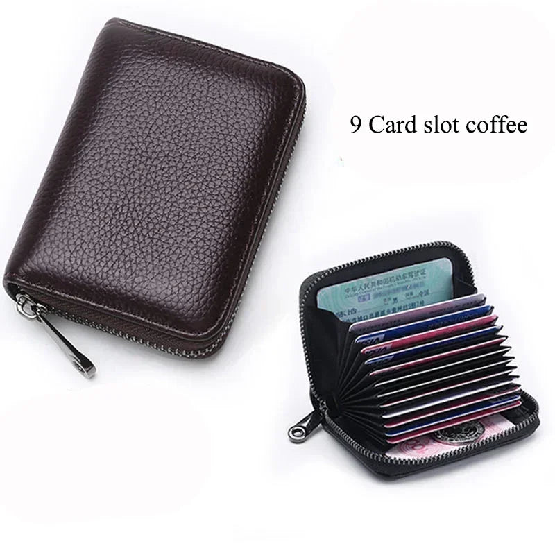 Business Card Holder Wallet | PU Leather Credit Card Case with Zipper Closure additional angle