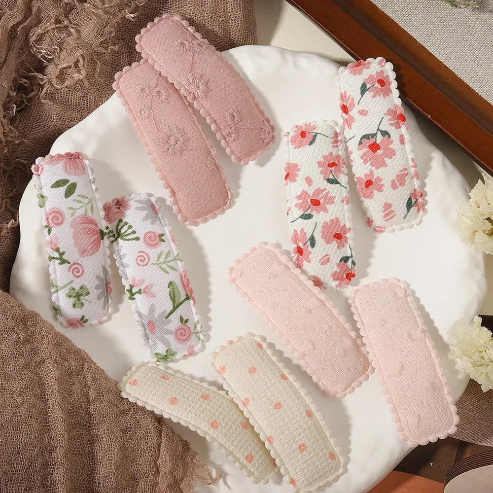 1 Set Printed Fabric Hair Clips Sweet Handmade BB Hair Clips Baby Girl Bangs Fixed Edge Clips Children's Hair Accessories Gifts