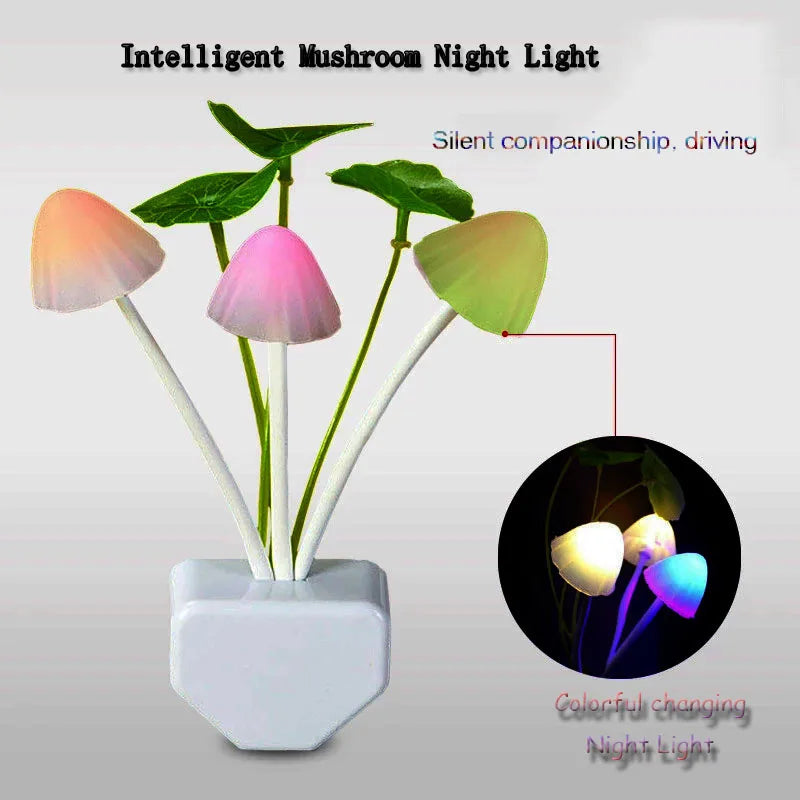Mushroom Night Light with Light Sensor | 3 LED Colorful Bedside Lamp detail view