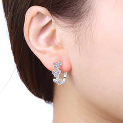 PANPOKI Original 925 Sterling Silver Purple Butterfly Insect Earrings Women Hoop Earring detail view