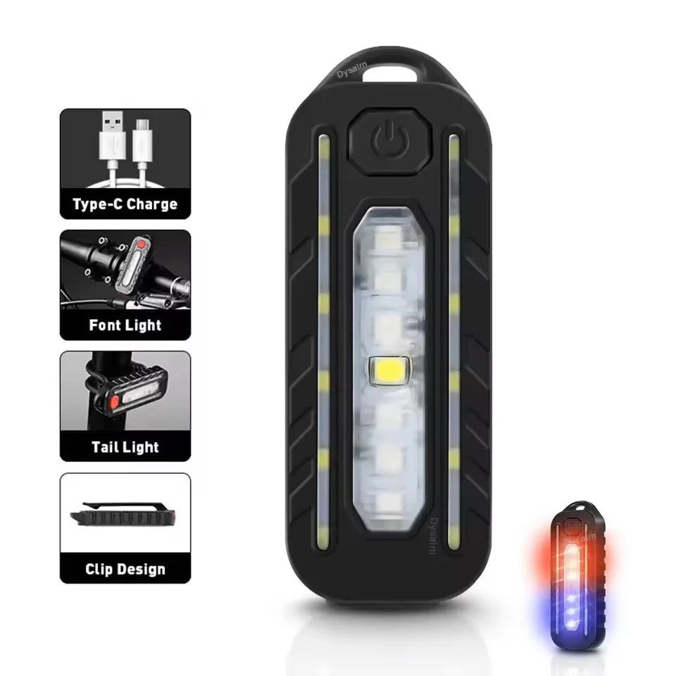 USB Rechargeable LED Flashlight with Shoulder Clip and Warning Flashing Light | Keych alternate view