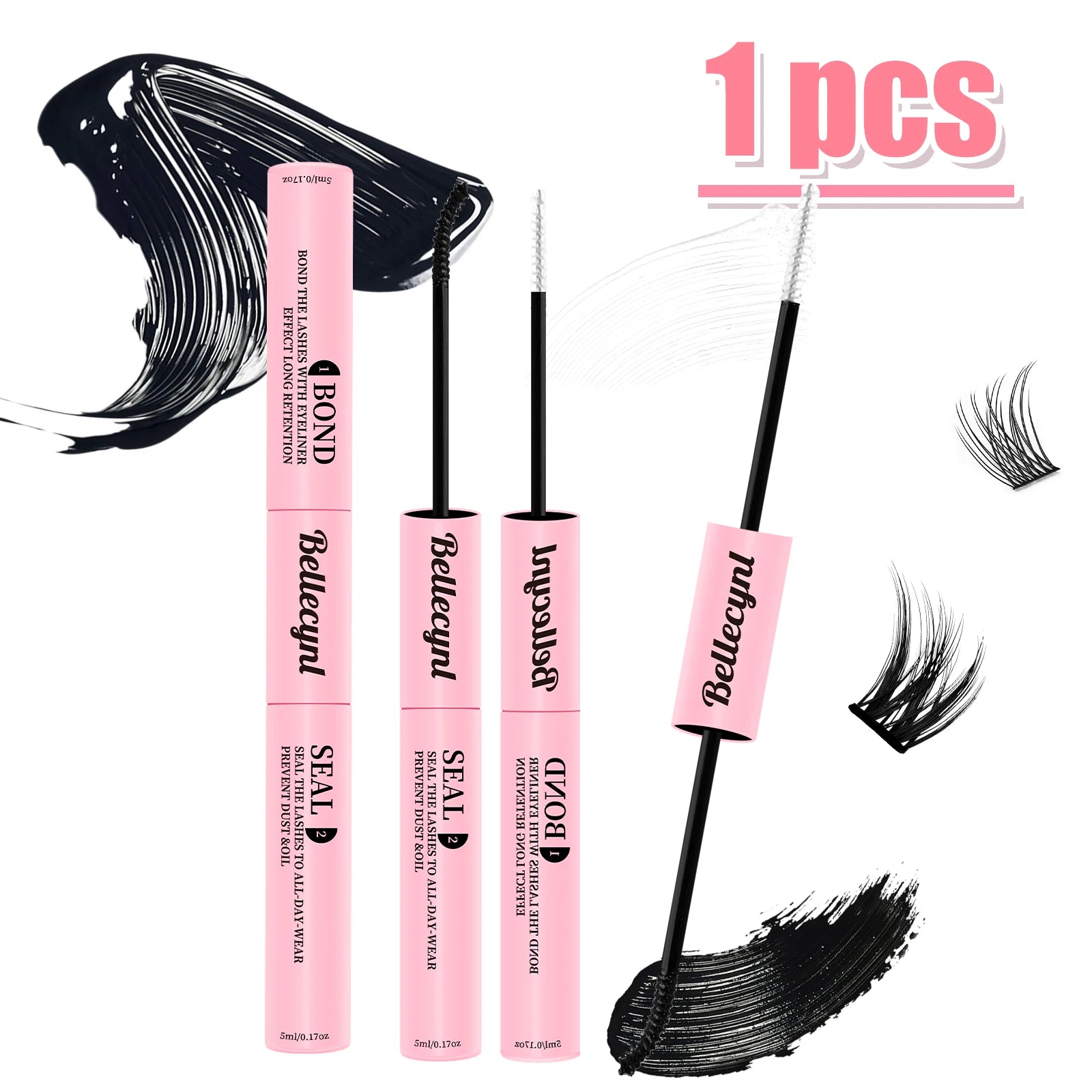 10ml Cluster Lash Glue Waterproof Sweatproof Black Eyelash Adhesive Quick-Dry Clusters Hold up to 72 Hours