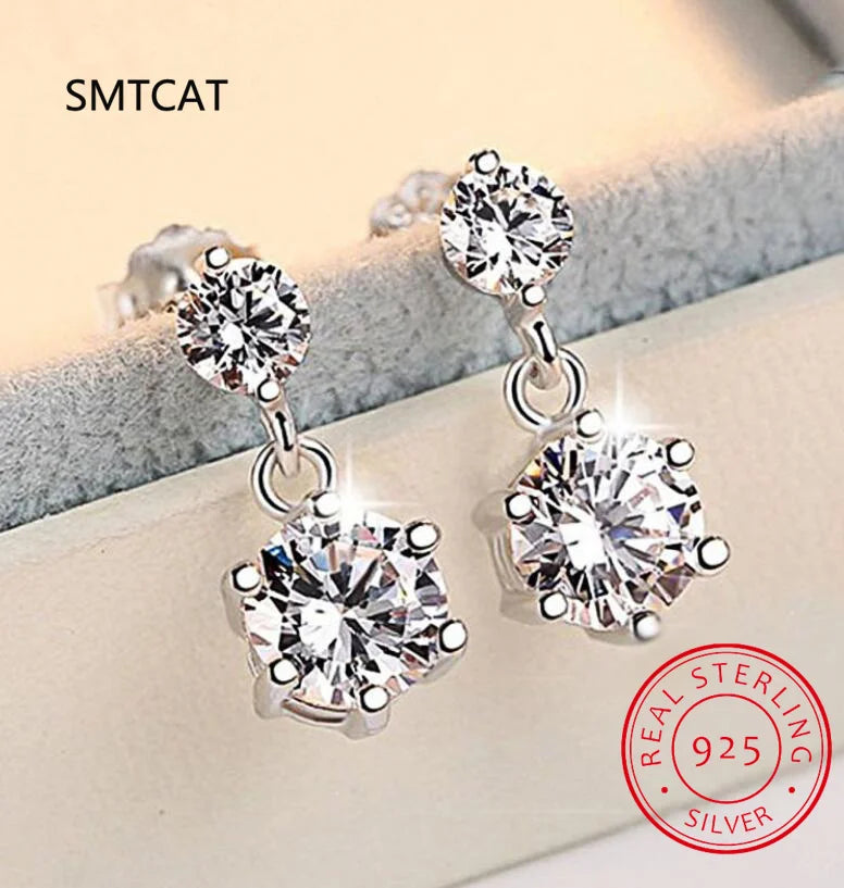 New VVS1 D Color Round Cut Eerrings for Women Test Passed Moissanite Diamond 925 Sterling Silver Ear