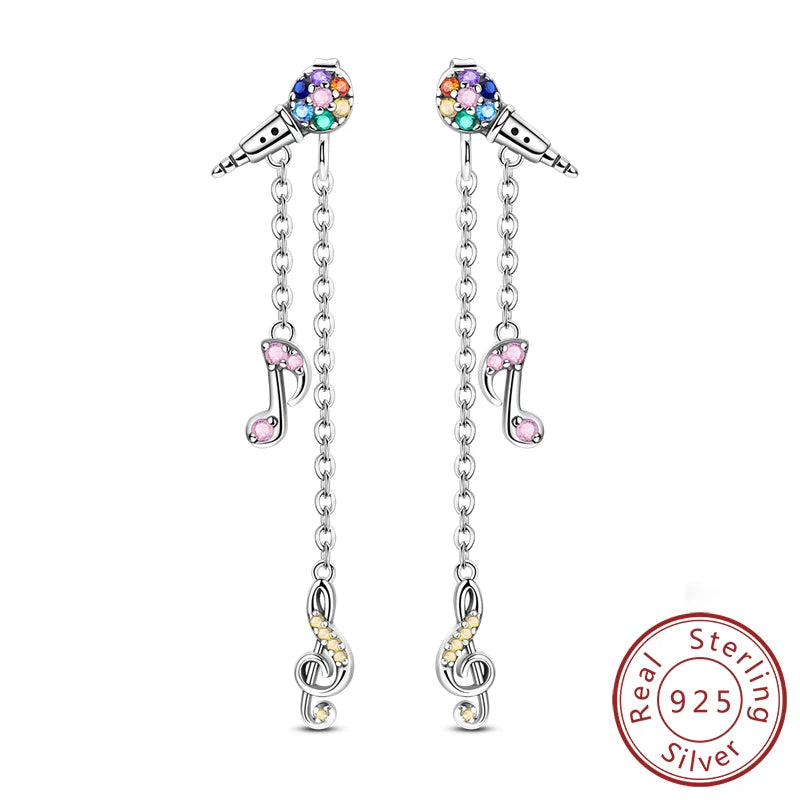 925 Stainless Steel Stud Earrings For Women Girls Simple Flower Bow Star Moon Zircon P close-up view