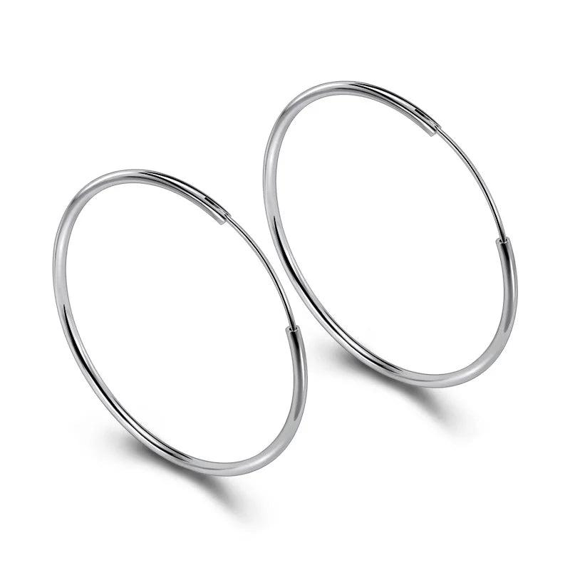 925 Sterling Silver Large Circle Hoop Earrings | Wedding Fine Fashion Jewelry alternate view