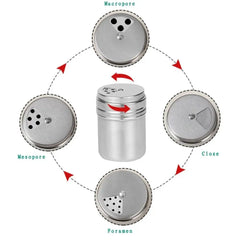 Multi-purpose Stainless Steel Seasoning Jar Salt Sugar Bottle Rotating Cover Spice Pepper Shaker Spice Jar Kitchen Gadgets