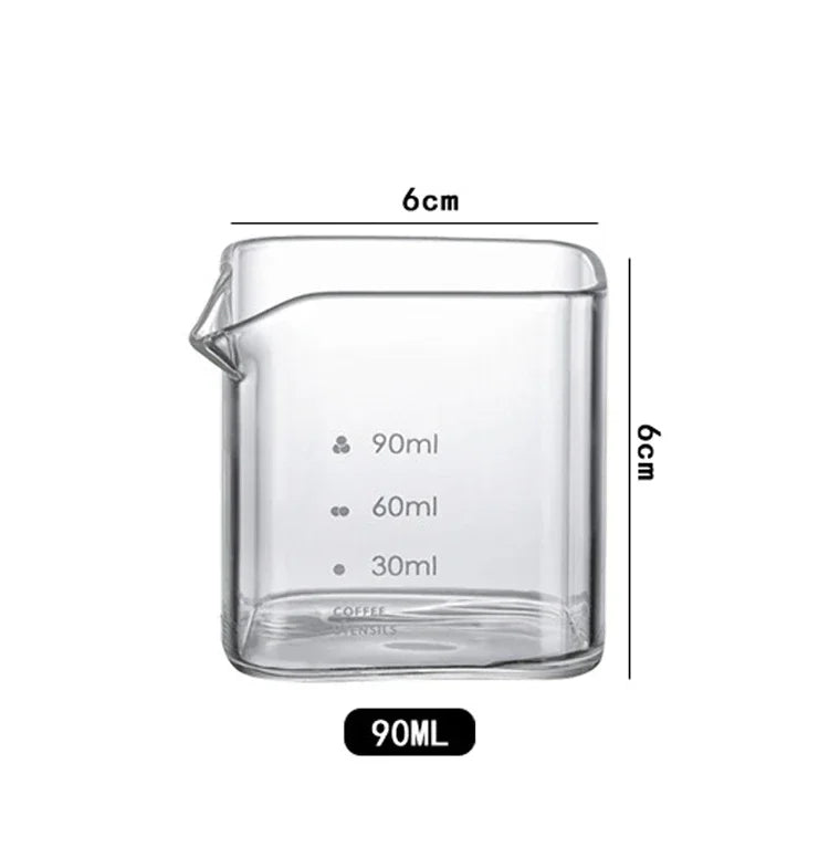 Square Measuring Pitcher Single Spout 90/120ML Clear High Borosilicate Glass Milk Cup alternate view